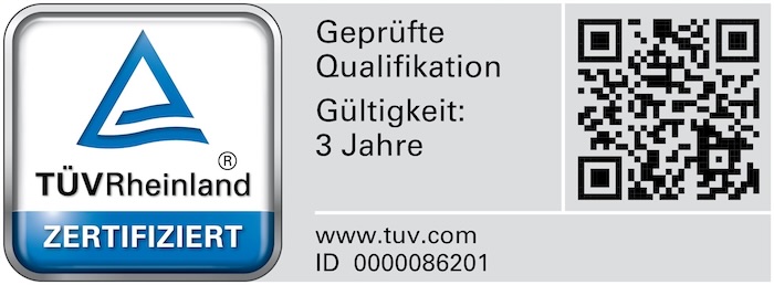 TÜV Zertifikat Max Dunkl TÜV zertifiziert